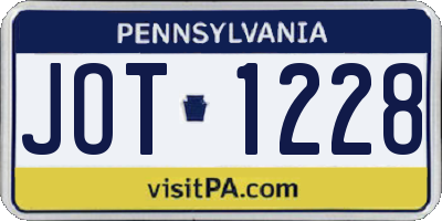 PA license plate JOT1228