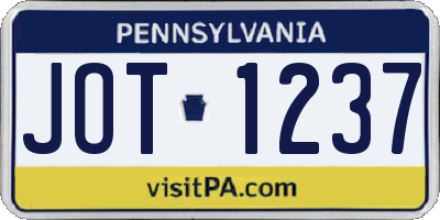 PA license plate JOT1237