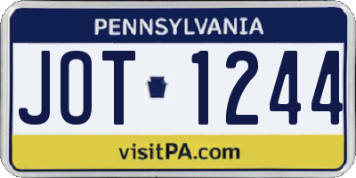 PA license plate JOT1244