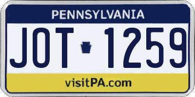 PA license plate JOT1259
