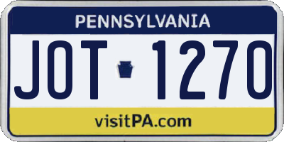 PA license plate JOT1270