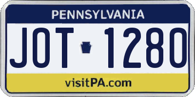 PA license plate JOT1280