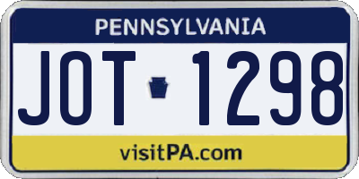 PA license plate JOT1298