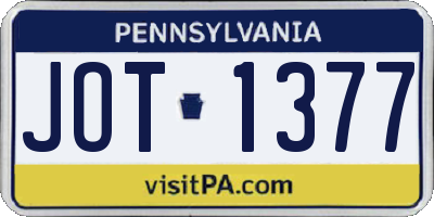 PA license plate JOT1377