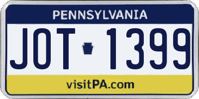 PA license plate JOT1399