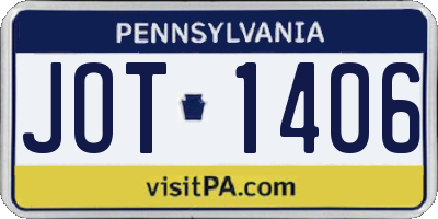 PA license plate JOT1406