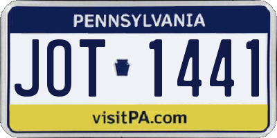 PA license plate JOT1441