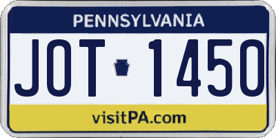 PA license plate JOT1450