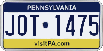 PA license plate JOT1475