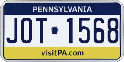 PA license plate JOT1568