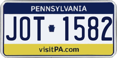 PA license plate JOT1582