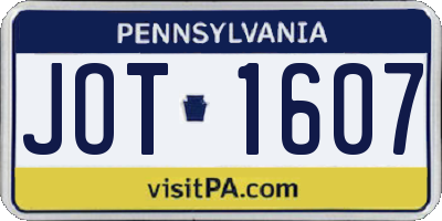 PA license plate JOT1607