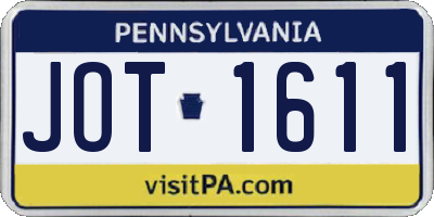 PA license plate JOT1611