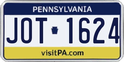 PA license plate JOT1624