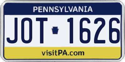 PA license plate JOT1626