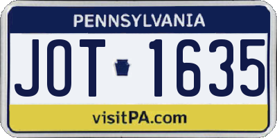 PA license plate JOT1635