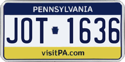 PA license plate JOT1636