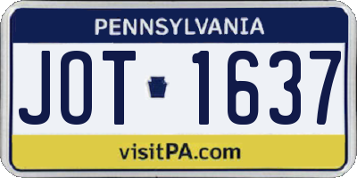 PA license plate JOT1637