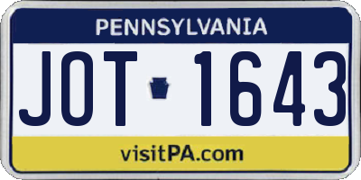 PA license plate JOT1643