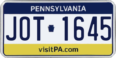 PA license plate JOT1645