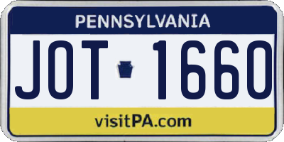 PA license plate JOT1660