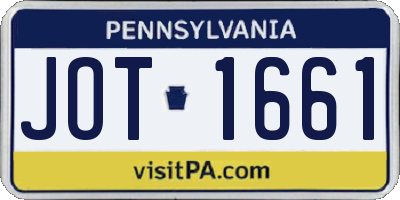 PA license plate JOT1661