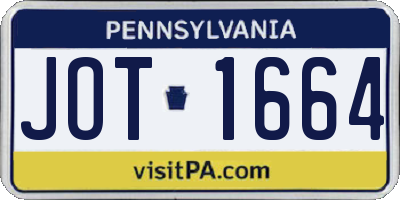 PA license plate JOT1664