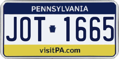 PA license plate JOT1665