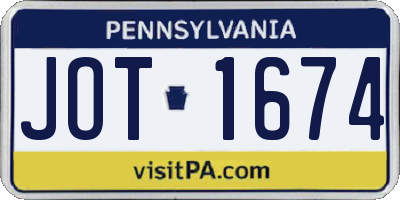 PA license plate JOT1674