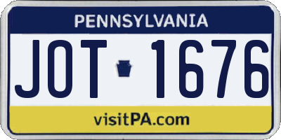 PA license plate JOT1676