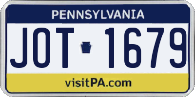 PA license plate JOT1679