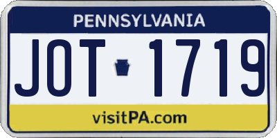 PA license plate JOT1719