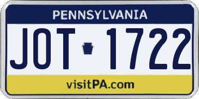 PA license plate JOT1722