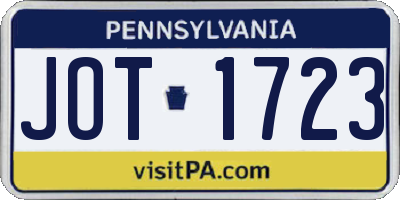 PA license plate JOT1723