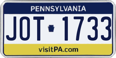 PA license plate JOT1733