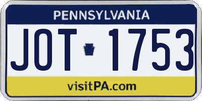 PA license plate JOT1753