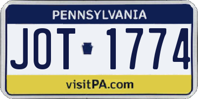PA license plate JOT1774