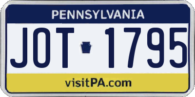 PA license plate JOT1795