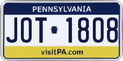 PA license plate JOT1808