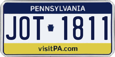 PA license plate JOT1811