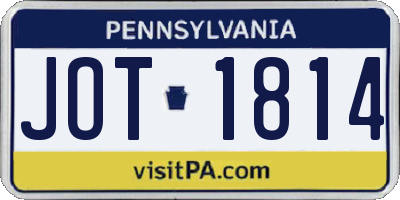 PA license plate JOT1814