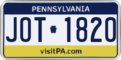 PA license plate JOT1820