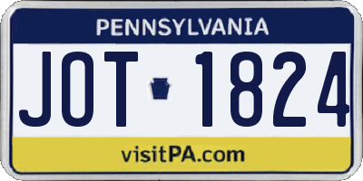 PA license plate JOT1824