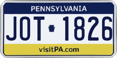 PA license plate JOT1826