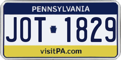 PA license plate JOT1829