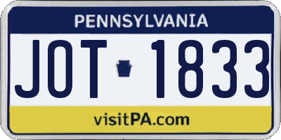 PA license plate JOT1833