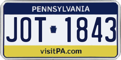 PA license plate JOT1843
