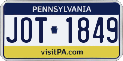 PA license plate JOT1849