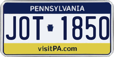 PA license plate JOT1850