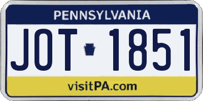 PA license plate JOT1851